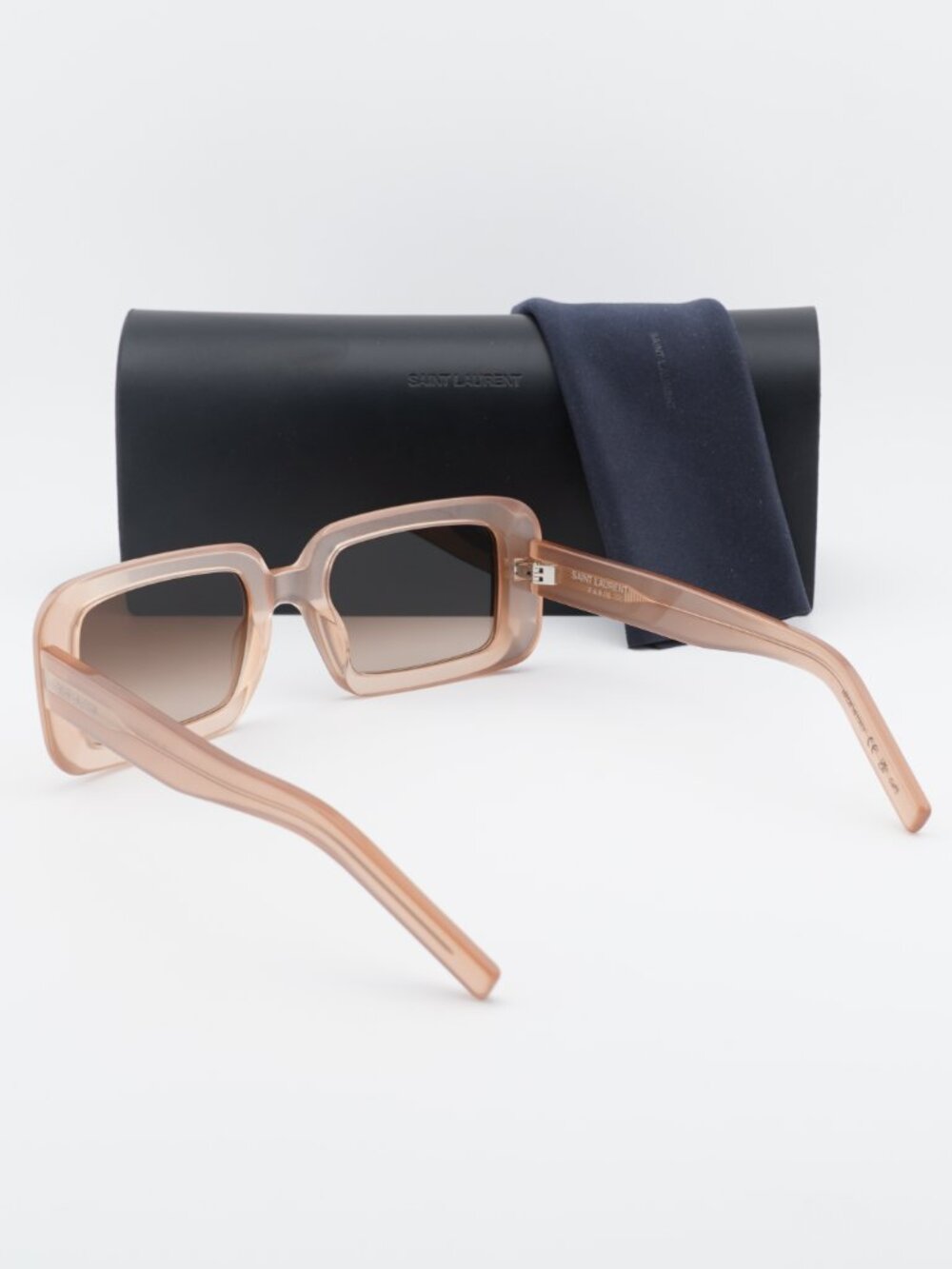Saint Laurent SL534 SUNRISE 014 Rectangle Sunglasses - Shiny Orange/Brown - Picture 5 of 11
